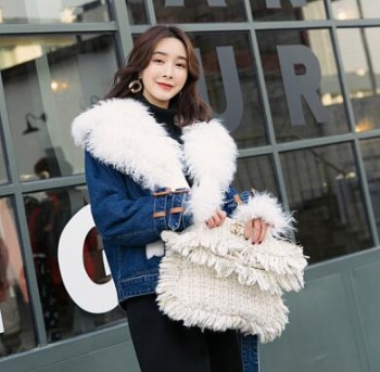 17226 Demin lamb shearling coat