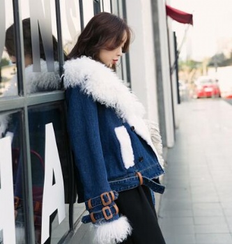  17226 Demin lamb shearling coat	