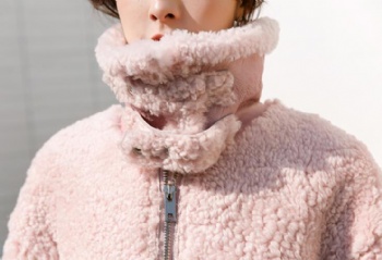  17229 澳洲羊羔毛大卷花皮毛一体夹克	