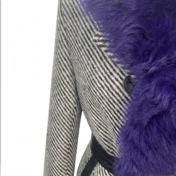  Wool coat with toscana lamb shearling collar WZ043	